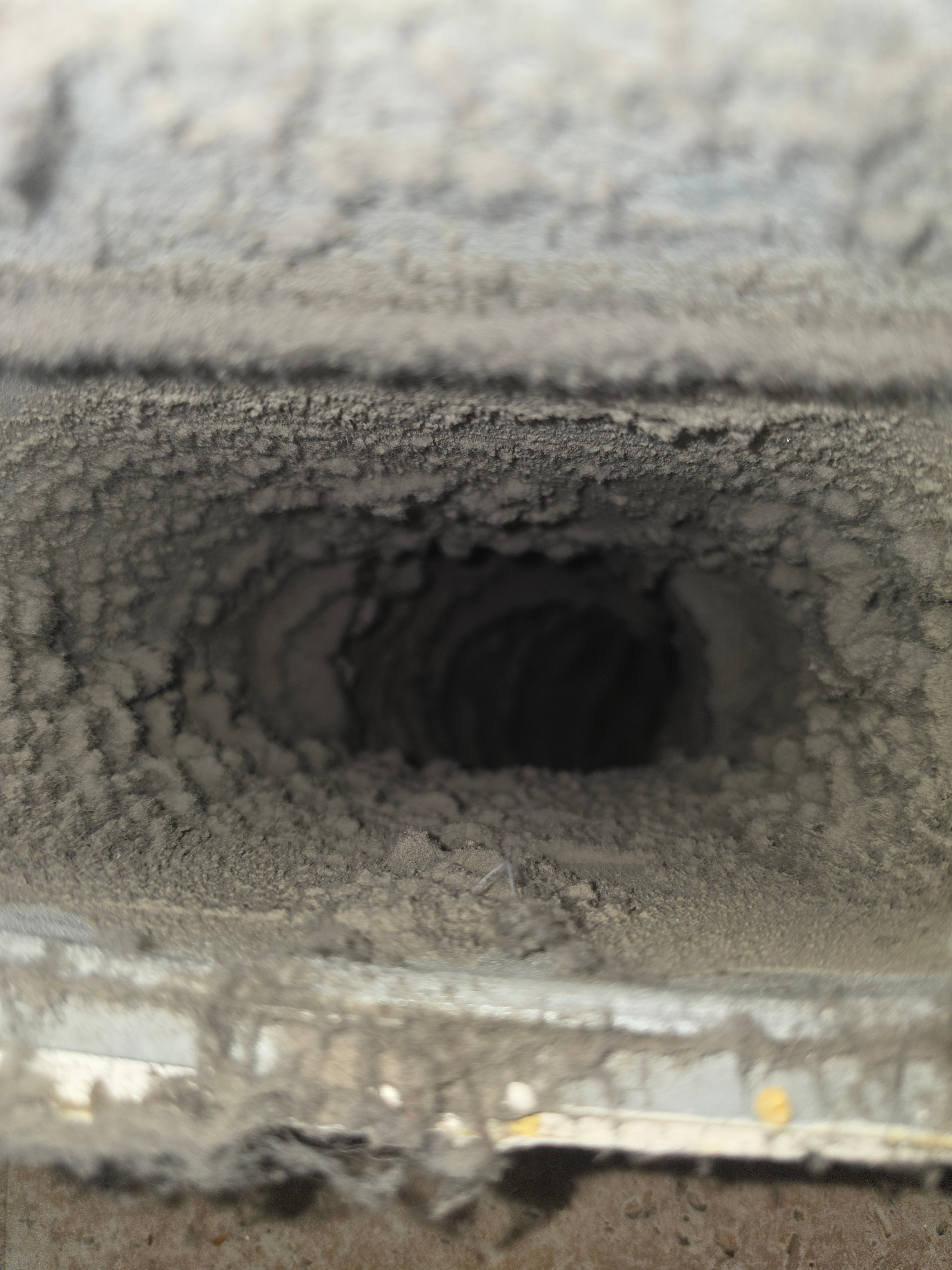 Heavily dust-caked air duct before cleaning — Pine Lake Park, Manchester NJ