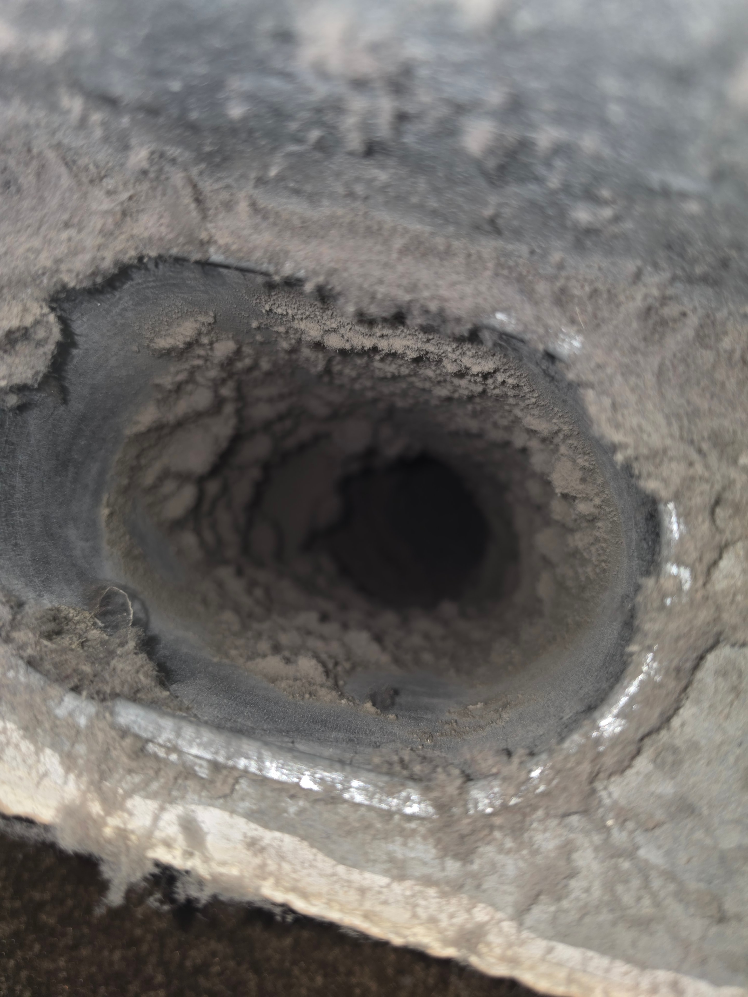Second duct heavily coated in dust and debris before cleaning — Manchester NJ