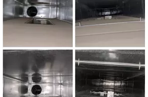 Collage of commercial duct cleaning completed in Howell