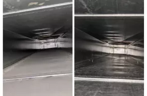 Before-after collage, Affordable air duct cleaning is crucial in Brick NJ, where close-ups expose dirt and debris