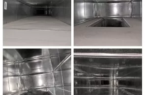 Collage of dirty air ducts needing commercial air duct cleaning in Colts Neck