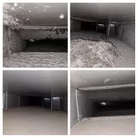 Commercial air duct cleaning necessary for a heavily contaminated system in Howell, showing before and after