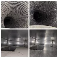 Collage showing HVAC duct cleaning needed for a dirty duct in Jackson NJ