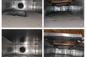 Before-after collage of a Howell facility requiring commercial air duct cleaning