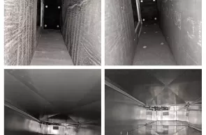 Collage of commercial air duct cleaning completed in Toms River